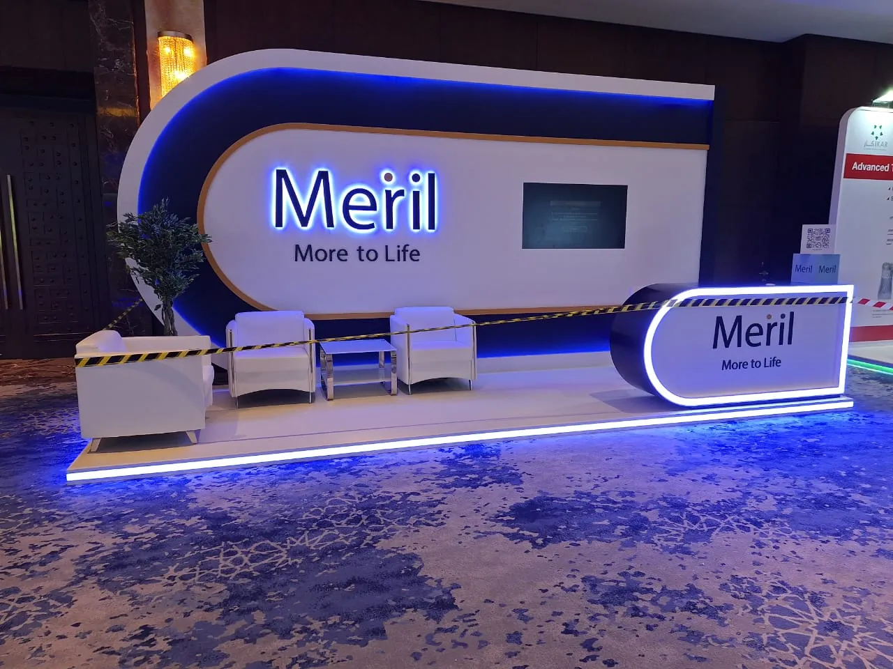 Meril custom exhibition stand fabricated by EGS in Dubai
