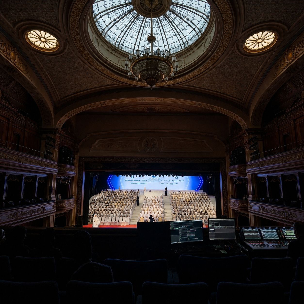 On-site ceremony operations and stage readiness before doors open
